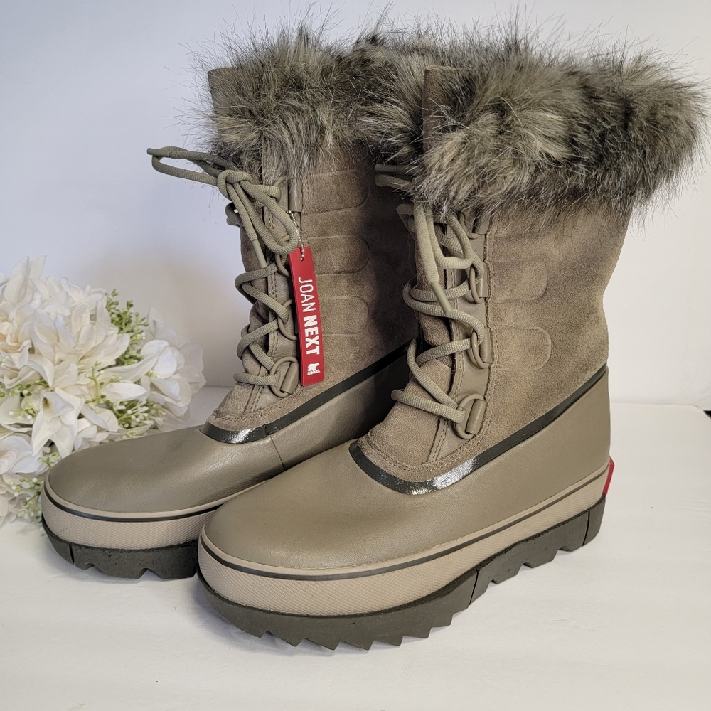 SOREL JOAN OF ARCTIC GREEN FUR WINTER BOOTS NWT SIZE 10 - Picture 4 of 10